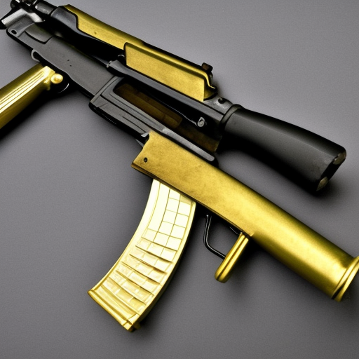 golden AK47 with bayonet
