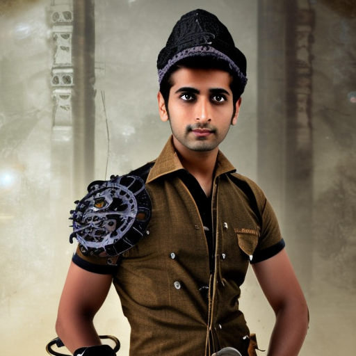 fit young male hindu steampunk inventor
