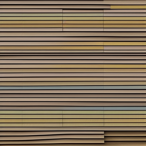 building facade in the style of agnes martin's night sea made from wood in photoreal color