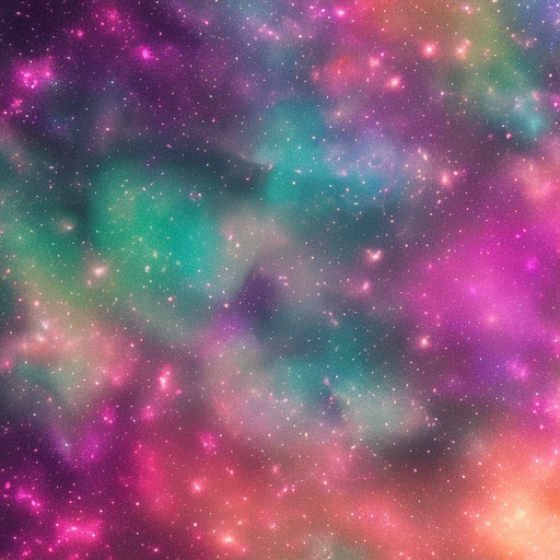 Whimsical teal pink and purple galaxy, 4k hdr