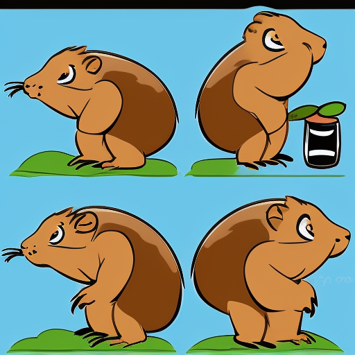 4 Beaver cartoon animation sheet