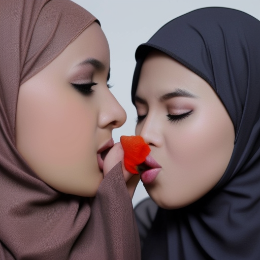 two model hijab malay girl kissing 