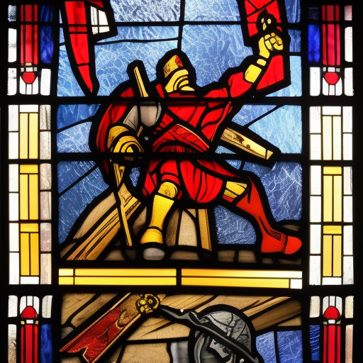 triumphant young hip hop gladiator beating good gladiator, Path of Exile, Warhammer fantasy, black and red, gold and blue, stained glass, grim-dark, gritty