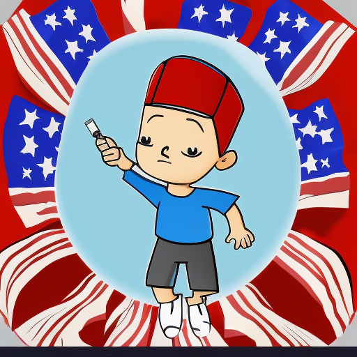 cartoon boy with american flag