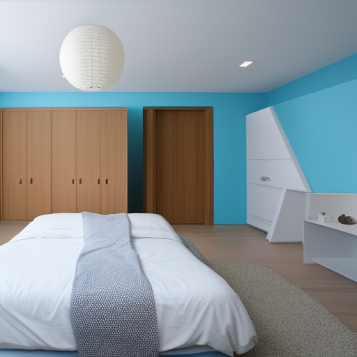 minimalistic cerulean bedroom