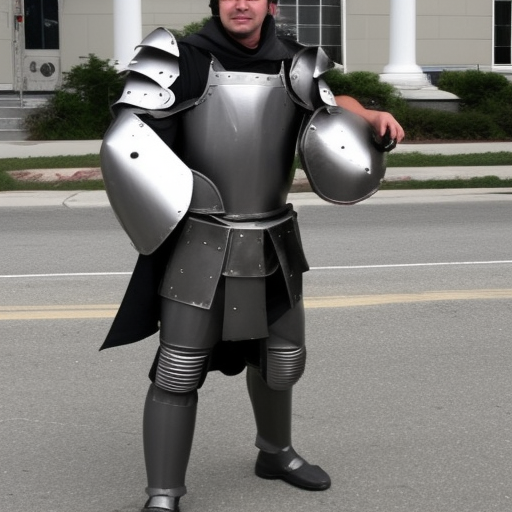 Sexy paladin delivering mail from the post office in full plate armor looking at the camera
