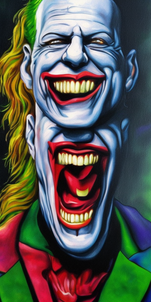 a painting of bruce willis as the joker