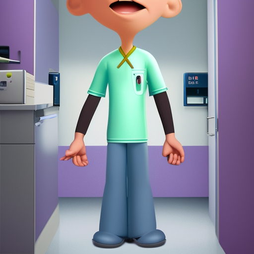 Nurse man in the hospital .cartoon,Pixar.not deformed ,not mutation .Nice face .Big eyes 