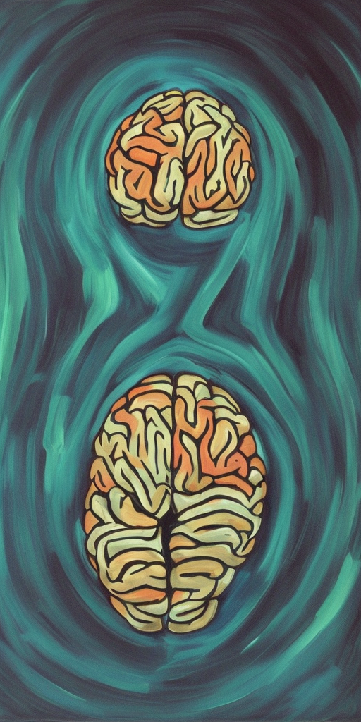 a painting of a Brain in a hole