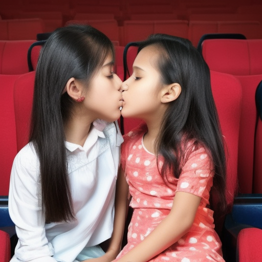 two niece melayu girl kissing in cinema 