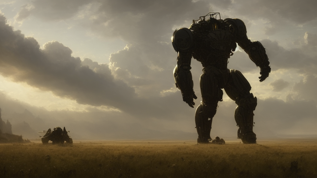 titan in the distance towering over the plains, volumetric lighting, 8 k octane beautifully detailed render, post - processing, extremely hyper - detailed, intricate, epic composition, cinematic lighting, masterpiece, trending on artstation, masterpiece, stunning art by anders zorn, wonderful masterpiece by greg rutkowski, beautiful cinematic