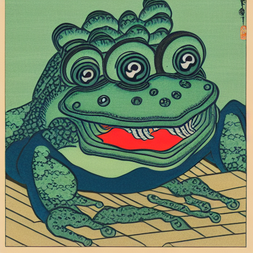 frog monster truck Ukiyo-e Japanese woodblock