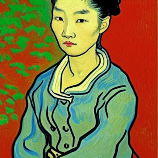 asian woman picture van gogh style