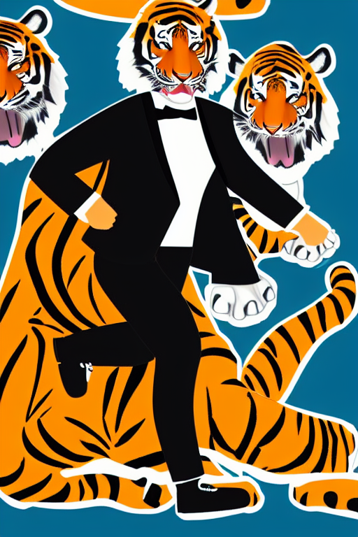 A tiger wearing a suit jacket and running shorts illustration