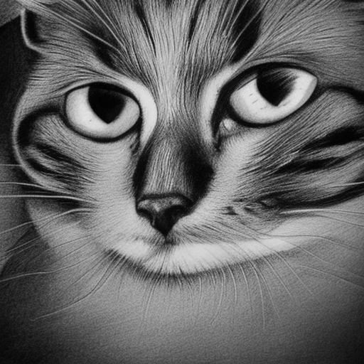 cat black and white pencil illustration high quality