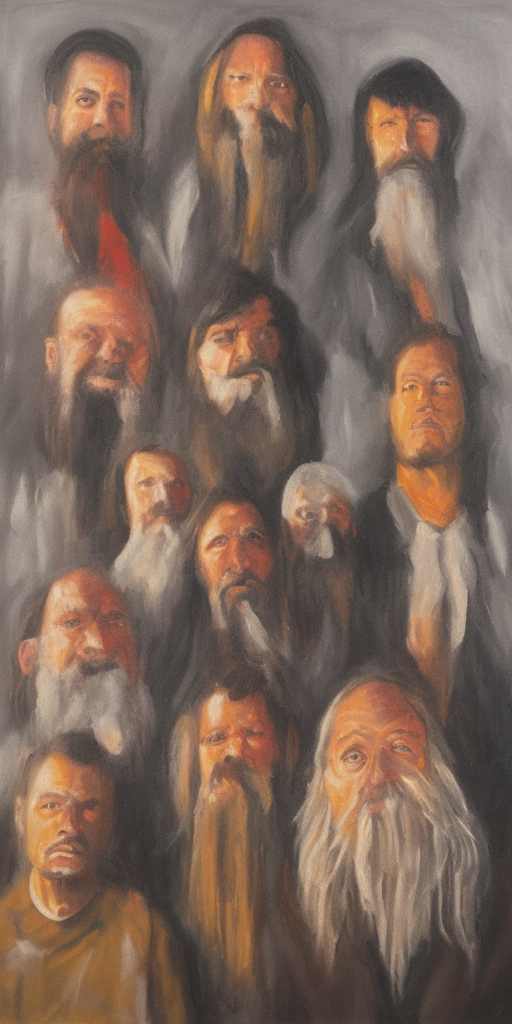 a oil painting of We are old sacks
