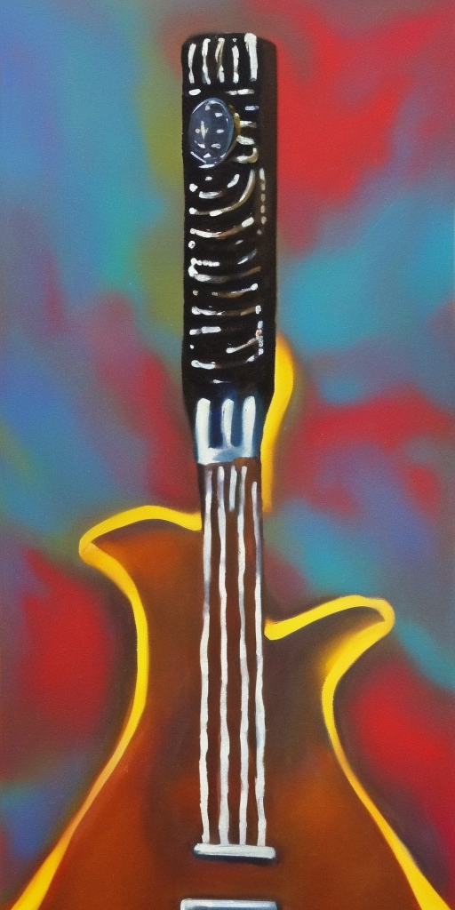 a oil painting of a Rocket-Guitar-Microphone-Transformer