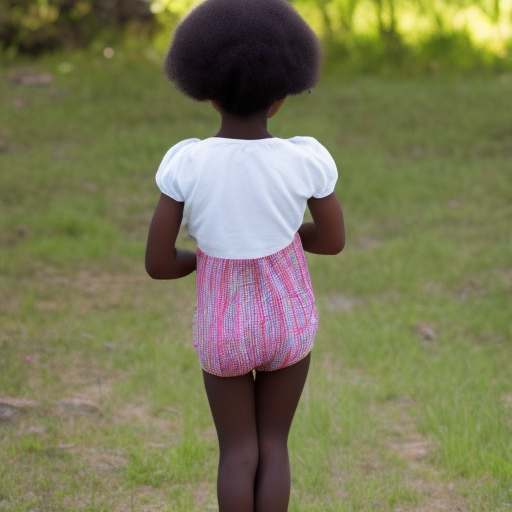 Black girl standing back view outdoor