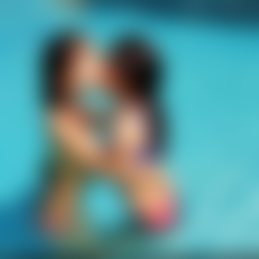 two preteens malay girl kissing in swimming pool 
