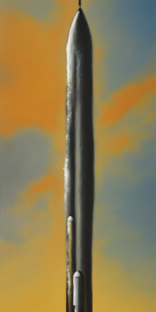 a oil painting of a rocket on a phallus