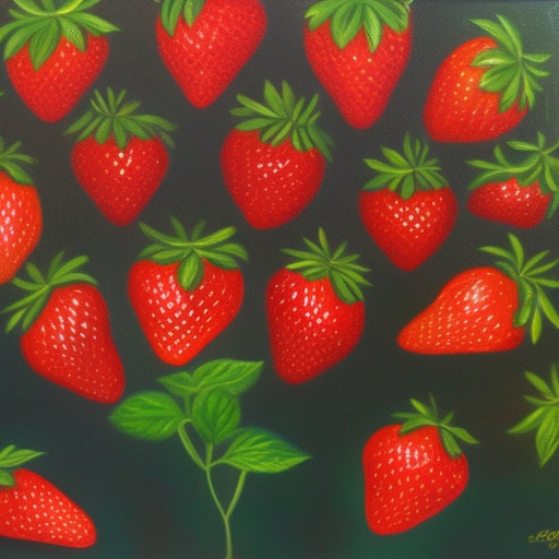 strawberry oil painting on canvas