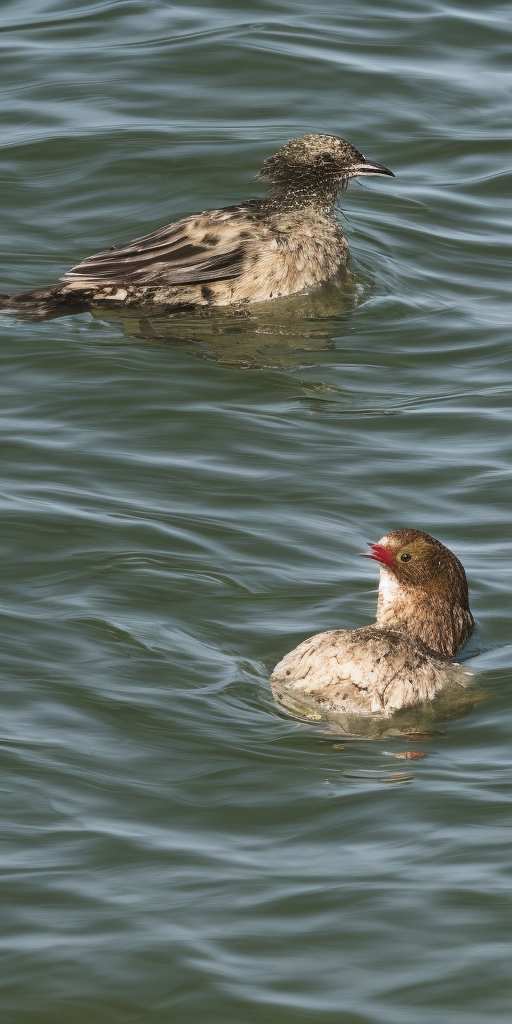 a photo of A bird suffocates in water