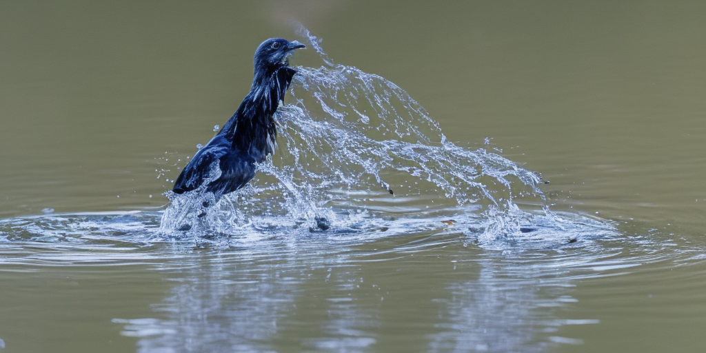 A bird suffocates in water