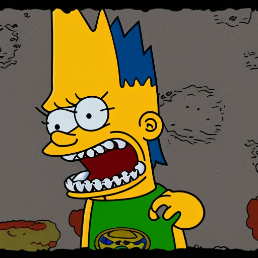 bart simpson has summoned a demonic HAPPY from the necronomicon detailed