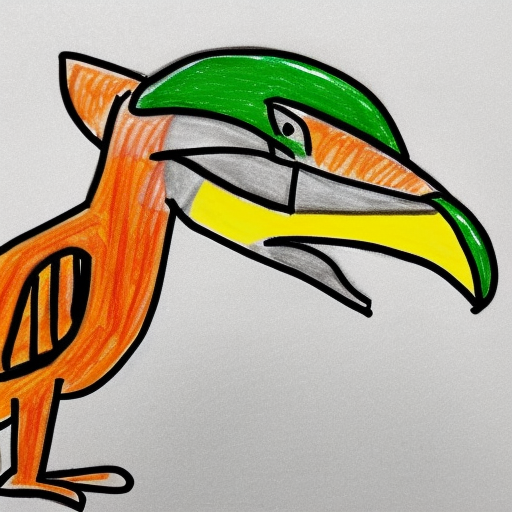 create a children's drawing of a jaguar playing with a toucan