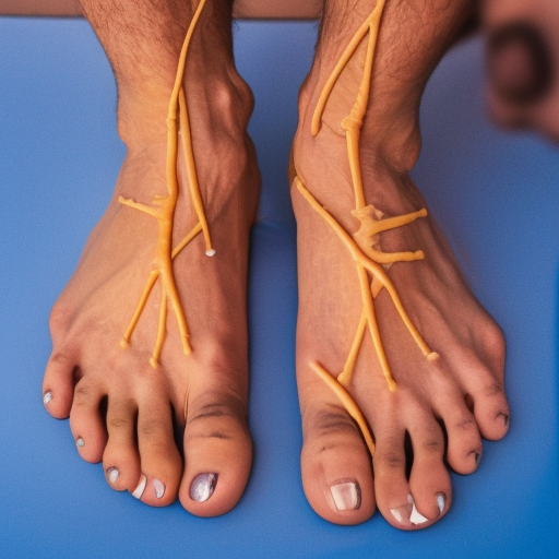 feet attached to man's wrists