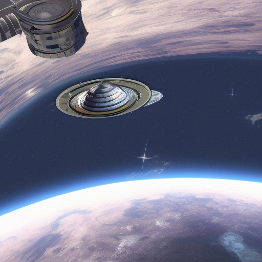 view of complete out of date futuristic multispecies orbital space station
