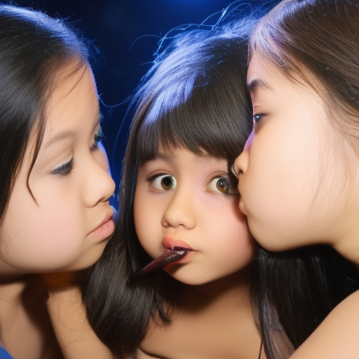 two Little actress melayu girl kissing at night club 