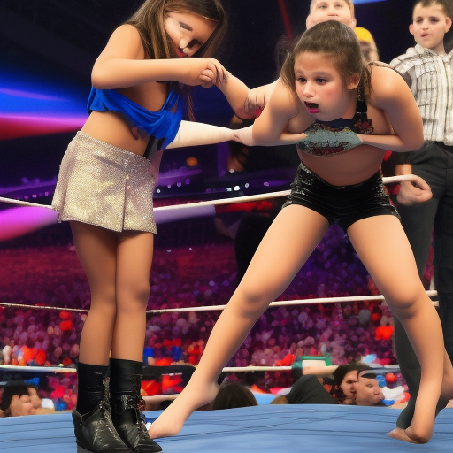 two preteens wwe girl kissing in main event 