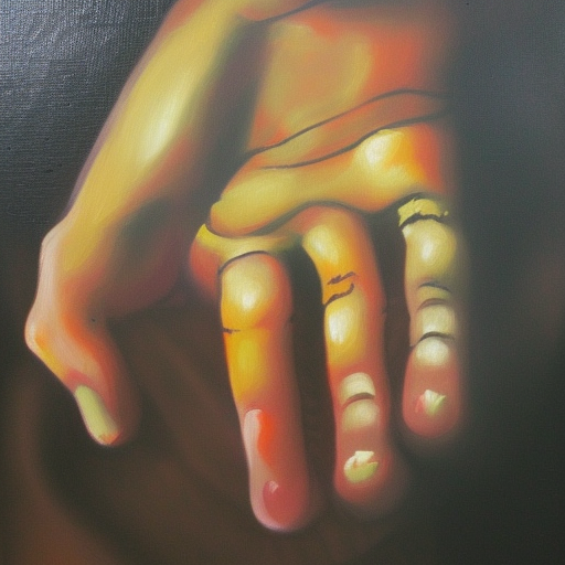 5 finger hand oil painting on canvas