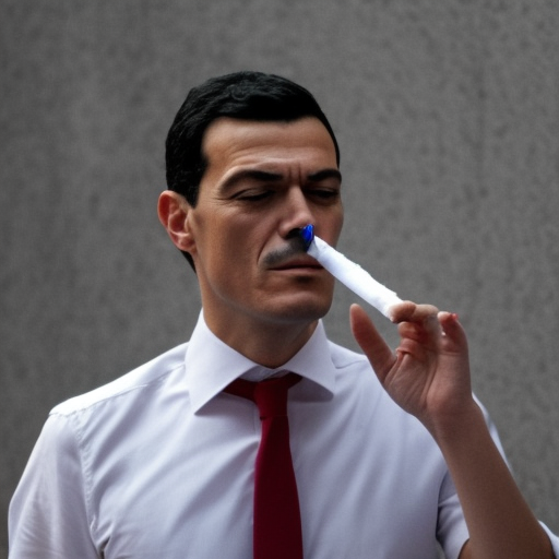 Pedro Sánchez smoking a cigarette
