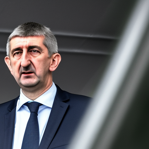 minister Andrej Babis in the Jail ultrarealistic photo render 