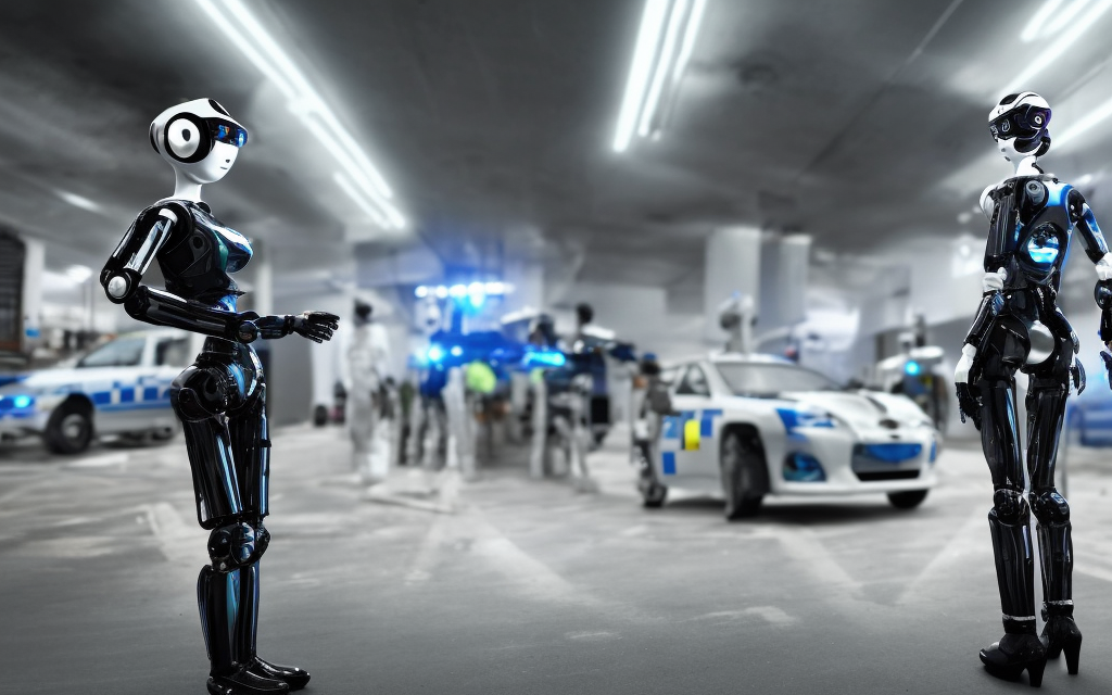 police-robots-slowly-approaching-cyber-girl-standing-next-to-her-futuristic-motorcycle-view-future-police-robots