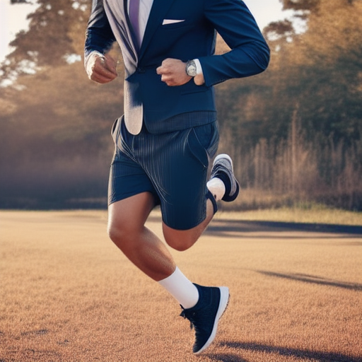 a tiger wearing a suit and running shorts
