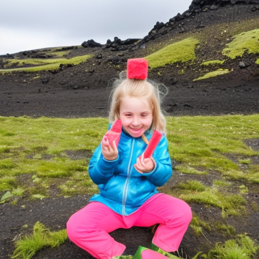 a girl playing watermelon in iceland