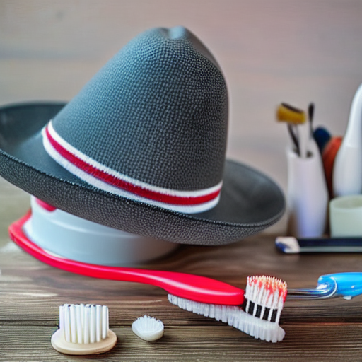 A hat attacking a toothbrush
