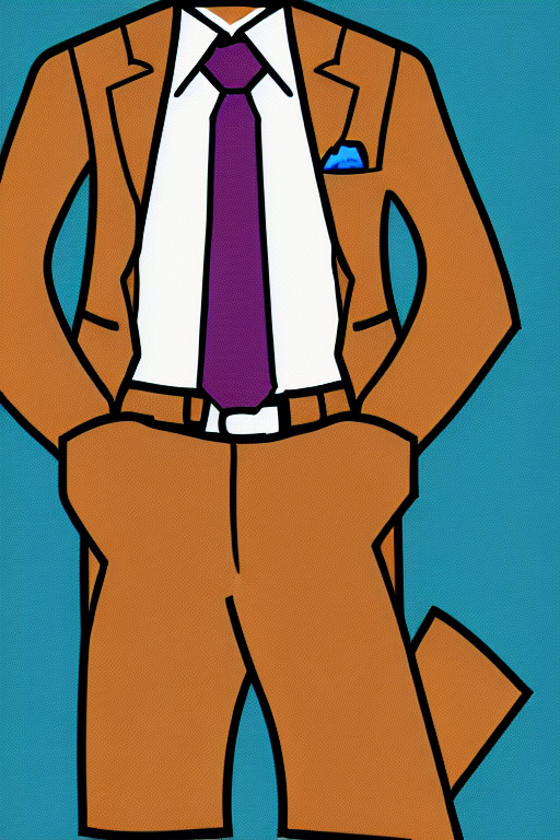 A tiger wearing a suit jacket with a tie, and short running shorts, illustration