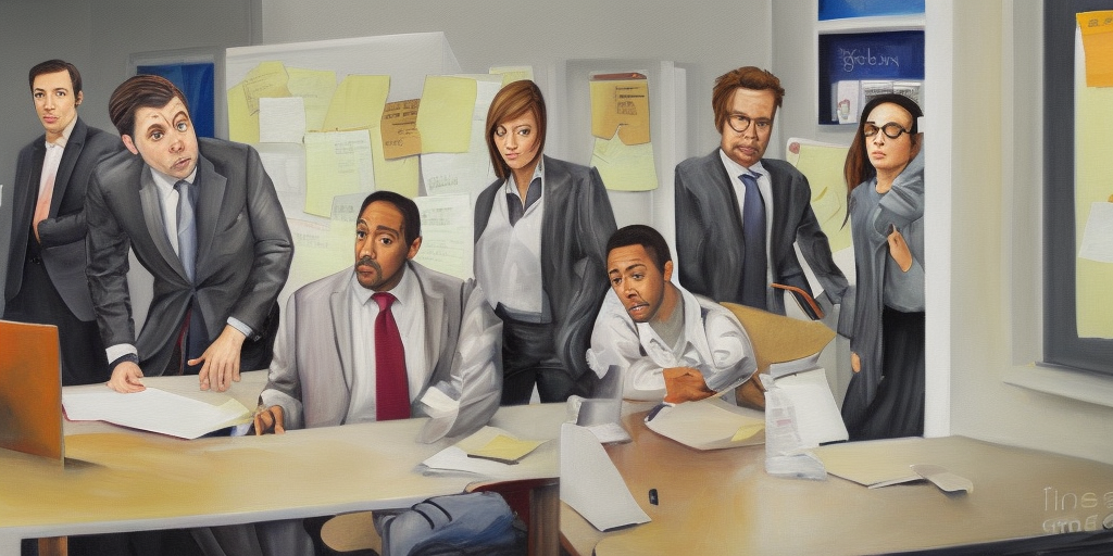 a painting of Trapped in the office