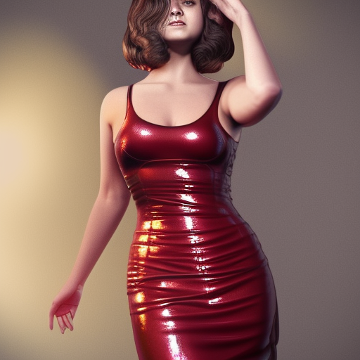 Jenna Coleman curvy feminine wearing an elegant elaborate tight latex-nylon-leather sequined tube gown with red highlights, thin-waist, cgsociety, photorealistic, sublime-comforting ambience, 16k, smooth, sharp focus, trending on ArtStation, volumetric lighting, bikini, worksafe