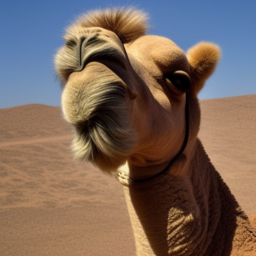 The camel stood tall and proud, its shaggy fur ruffling in the desert wind