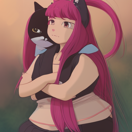 curvy, chubby, female anthro cat, anthro cat girl, long pink hair, cute, female anthro character, digital painting, smooth, sharp focus, illustration, fine details, anime masterpiece by Studio Ghibli, sharp high-quality anime illustration in style of Ghibli, Ilya Kuvshinov, Artgerm, anime, pink hair, cat ears, beautiful, sexy, character concept art, cat girl