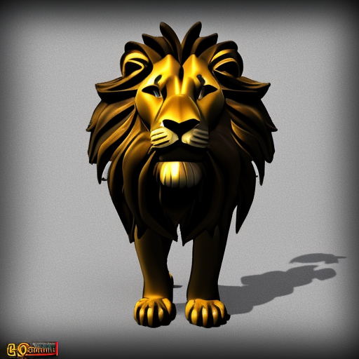 ornate dark phantasy 3d lion