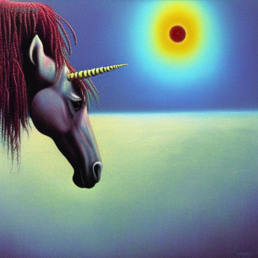 unicorn eating rainbow, Beksinski style, painting, detail, art, flowers