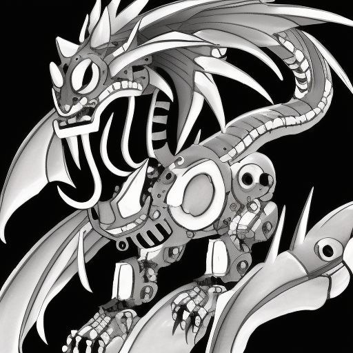 Black and white Robot dragon
