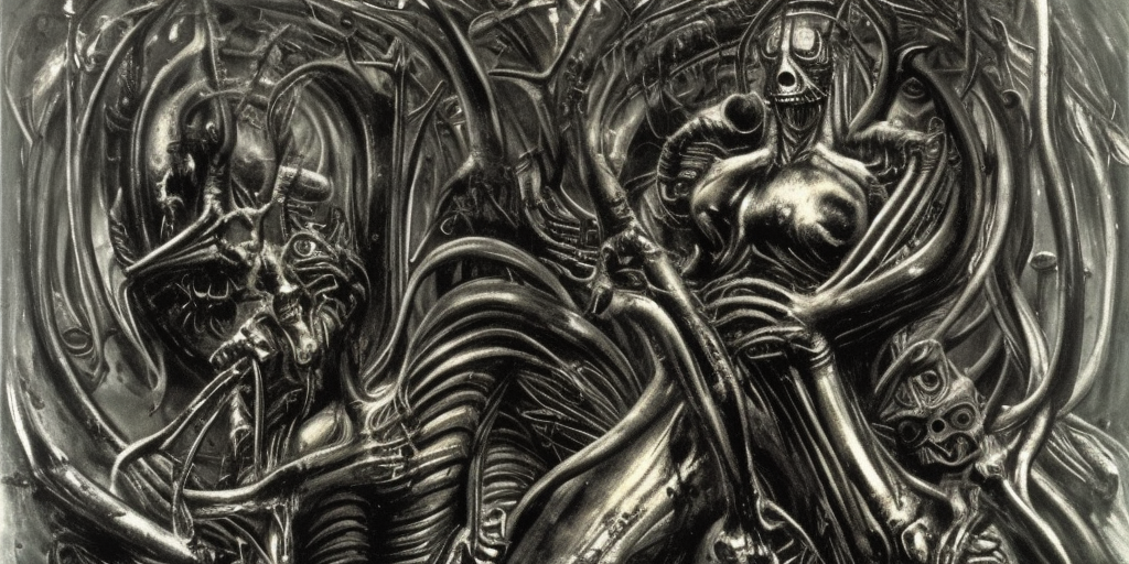 a G.R Giger of a the Emperor of the universe

