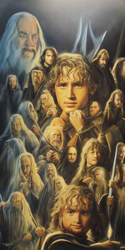 a oil painting of The Lord of the Rings
